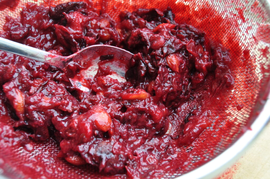 Damson & apple jam - push through a sieve