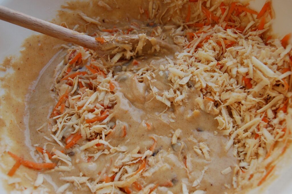 add veg to batter -web