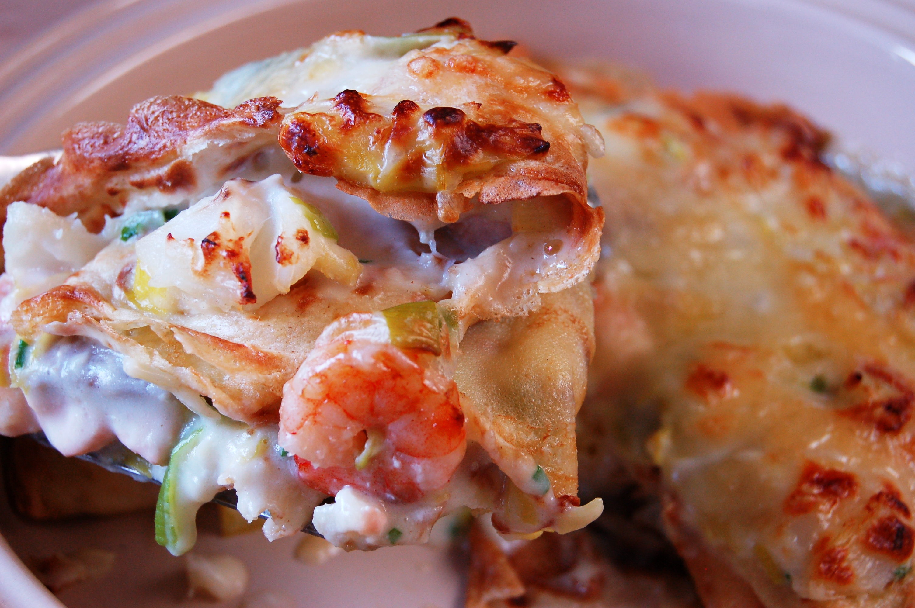 Seafood and leek pancakes