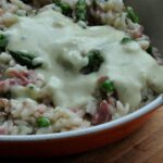 Aspargus risotto - Pour wensleydale sauce on top