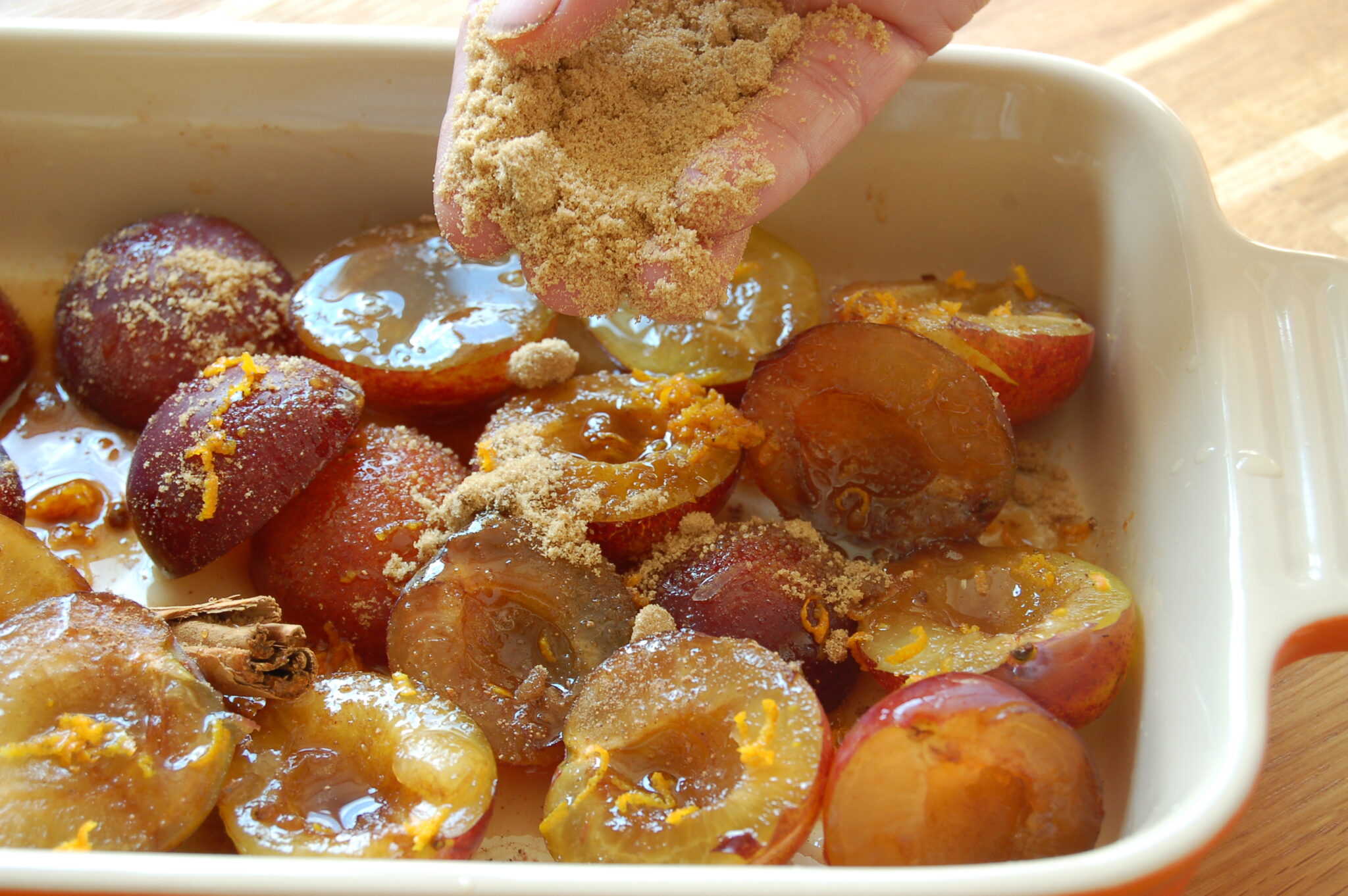 Plums roasting in August's kitchen! Martin Fish simply gardening