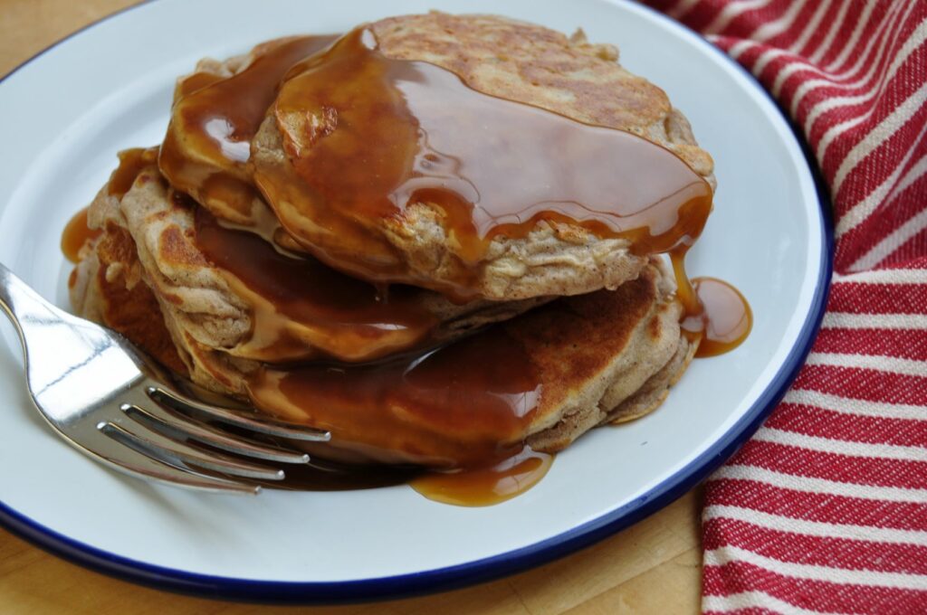 Apple pancakes - pour over toffee sacue - web
